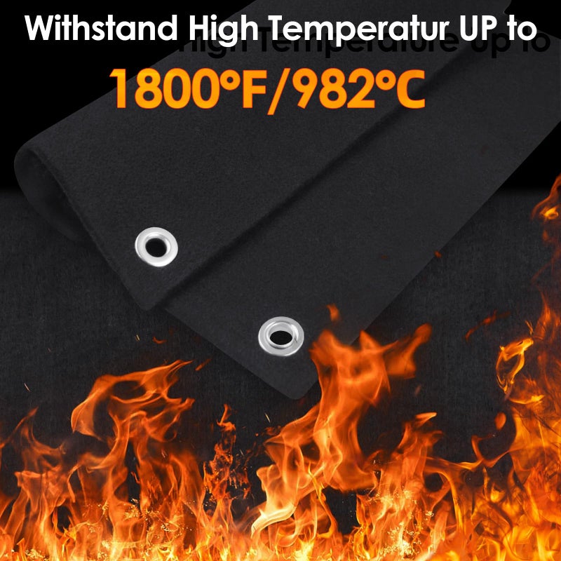 TOHONFOO Welding Blanket Fireproof, Opening Shape Welding Mat, Heat Resistant Solder Blanket Up To 1800F, Flame Retardant Carbon Felt Heat Shield Mat for Solder Plumbers HVAC Torch Protector - Image 2